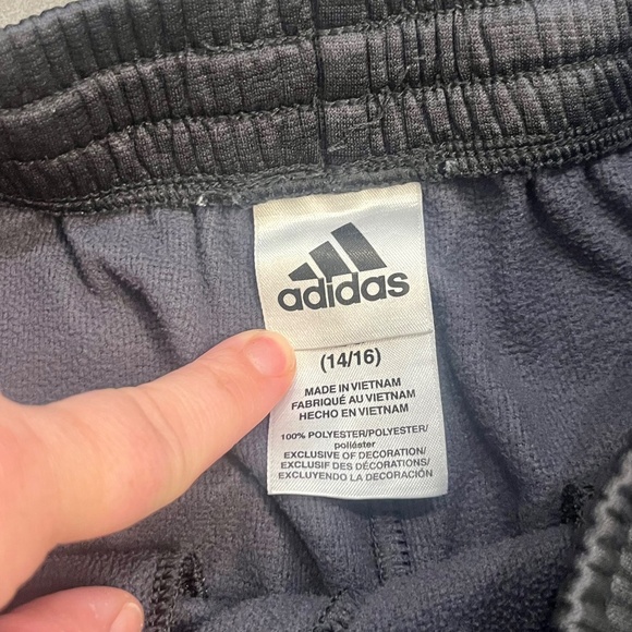 Adidas Boys Youth Large 14/16 Charcoal Gray/Black/White Jogger Track Pants - Picture 3 of 7